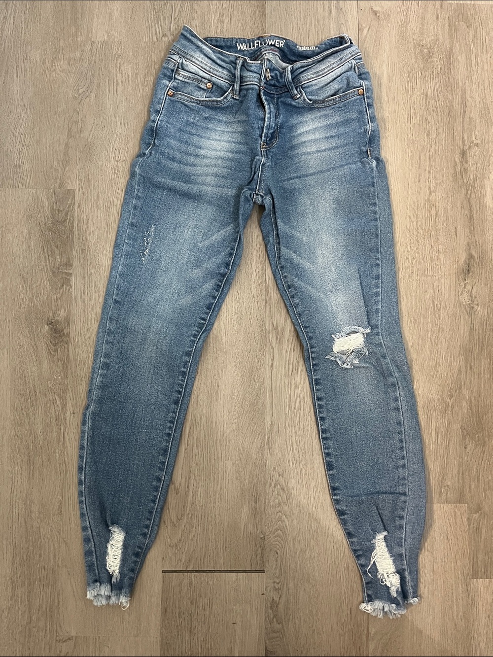 Wallflower Light Blue Distressed Skinny Jeans